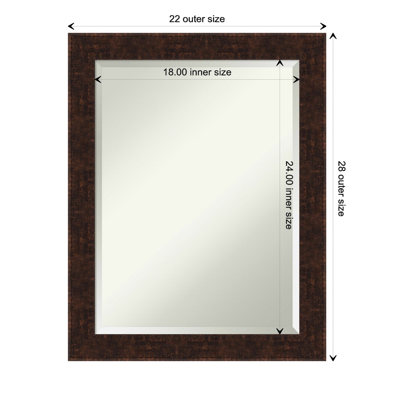Beveled Bathroom Wall Mirror, William Mottled Bronze Narrow Frame